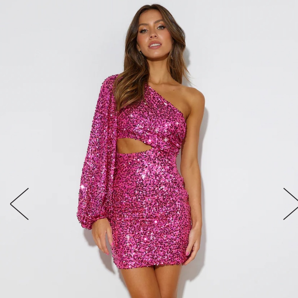 Hello Molly Break The Chains Sequin Dress Hot Pink sz Small